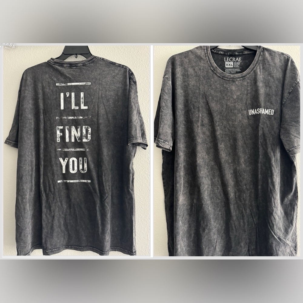 NWOT unisex Black Gray T-Shirt unashamed gray white